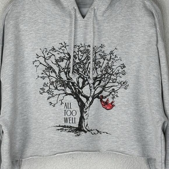 Taylor Swift All Too Well Gray Long Sleeve Graphic Hoodie Size XL Cropped - Picture 4 of 5